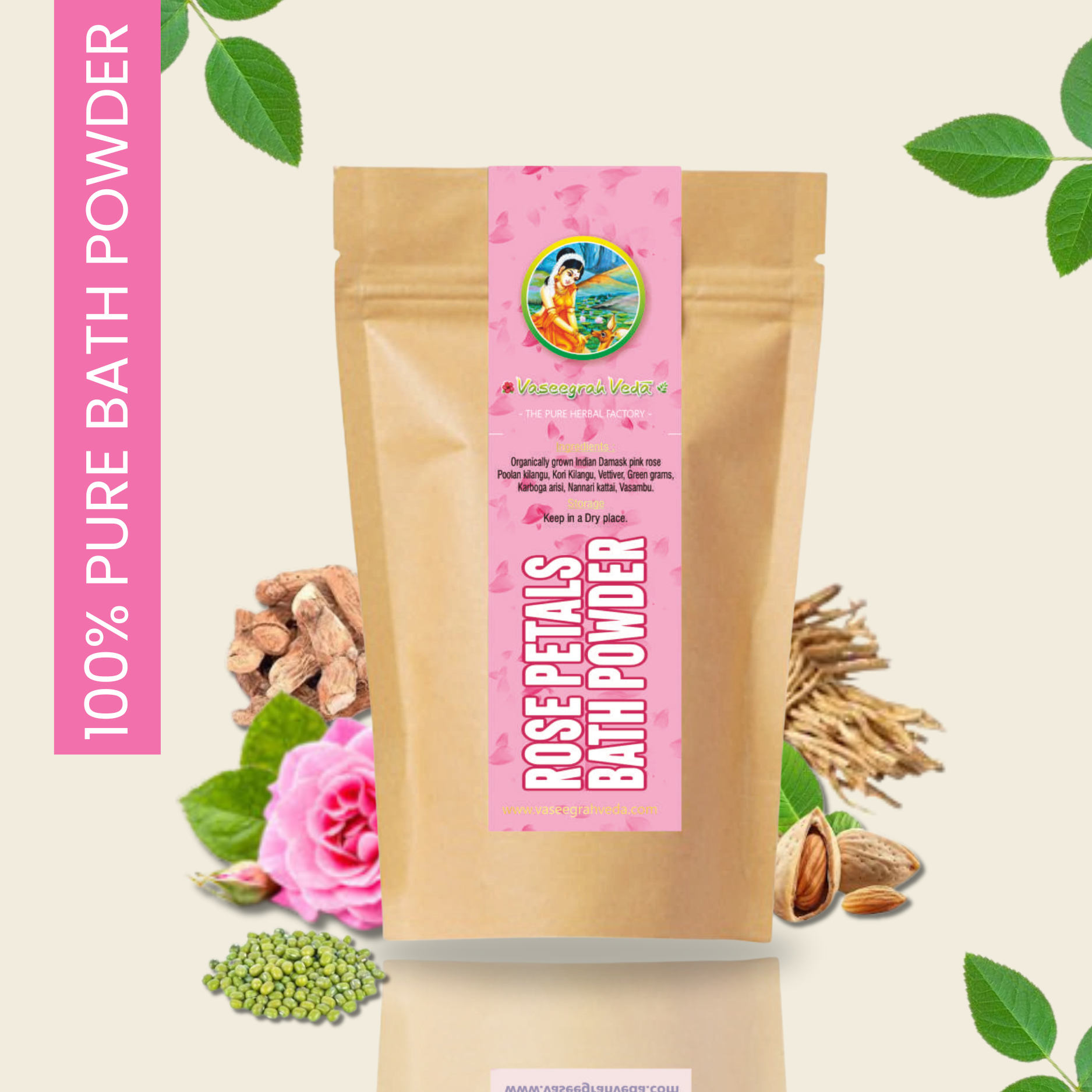 Rose Petals Bath Powder – 100gms